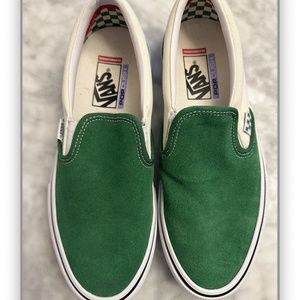 VANS slip on sneakers - Green and White - Size 8.5 - worn once